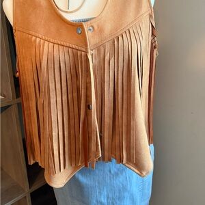 Fringed Tan Vest